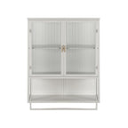 23.62'Glass Doors Modern Two-door Wall Cabinet with Featuring Two-tier Enclosed Storage, an Open Shelf, and Towel Rack, for Entryway Living Room Bathroom Dining Room - Grand Goldman Shop