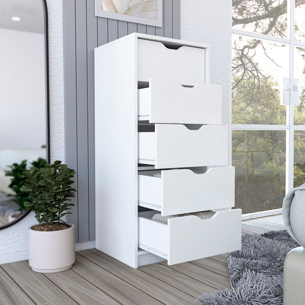 Dresser Kamran, Five Drawer Narrows, White Finish - Grand Goldman Shop