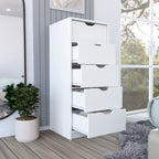 Dresser Kamran, Five Drawer Narrows, White Finish - Grand Goldman Shop