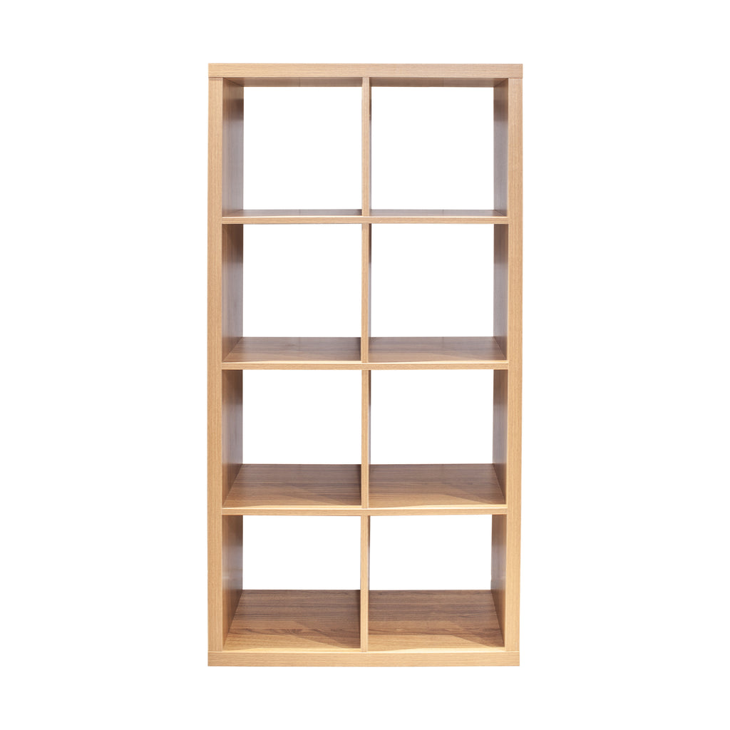 Smart Cube 8-Cube Organizer Storage with Opened Back Shelves,2 X 4 Cube Bookcase Book Shleves for Home, Office ,Walnut Color 