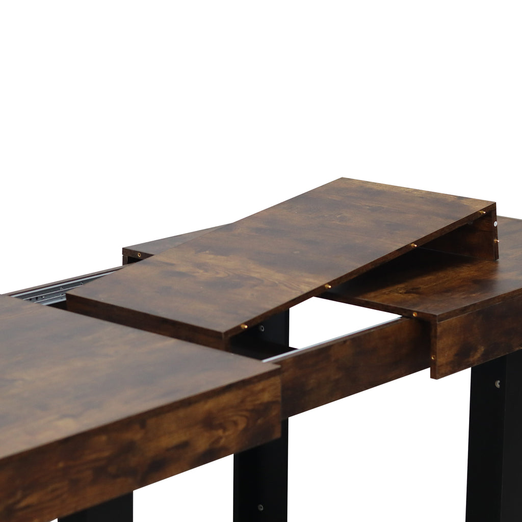 Modern Farmhouse Extendable Dining Room Table with Retractable Design in Deep Rustic Brown, Engineered Wood, 78.74 inches - Grand Goldman Shop