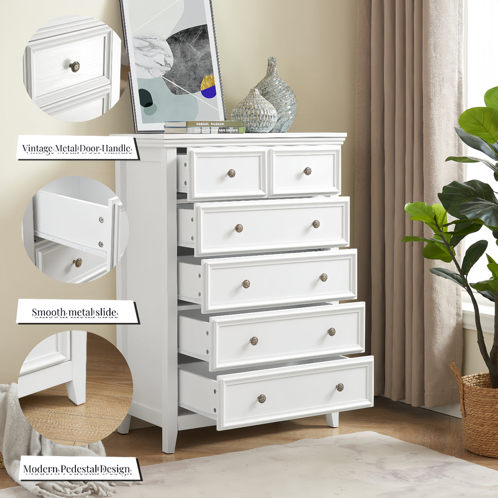 Modern 6 Drawers Dresser 6 Drawers Cabinet,Chest of Drawers Closet Organizers and Storage Clothes Storage Drawers Cabinet for Living Room, Farmhouse Dresser Organizer white - Grand Goldman Shop