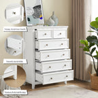 Modern 6 Drawers Dresser 6 Drawers Cabinet,Chest of Drawers Closet Organizers and Storage Clothes Storage Drawers Cabinet for Living Room, Farmhouse Dresser Organizer white - Grand Goldman Shop