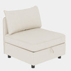 Armless Seat for Modular Sectional Sofa, Convertible Sofa Seat With Storage, Sleeper Sectional Sofa Set, Fabric Flexible Modular Combinations for Living Room(2PCS) - Grand Goldman Shop