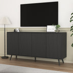 Sideboard Buffet Cabinet with Storage, Long Sideboard Storage Cabinet with 4 Doors, Wood Credenza Console Coffee Bar Cabinets with Adjustable Shelves for Living Room Kitchen Dining Room Black - Grand Goldman Shop