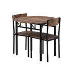 TOPMAX Modern 3-Piece Round Dining Table Set with Drop Leaf and 2 Chairs for Small Places,Black Frame+Rustic Brown Finish - Grand Goldman Shop