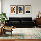 FX-P18-BK(sofa)Luxury Velvet Sofa with Gold Accents - Modern 3-Seat Couch with Plush Cushions, Perfect for Living Room and Office Decor - Grand Goldman Shop
