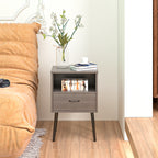 Two sets of Nightstand,modern style bedside table, With storage drawers and open wooden shelves, Suitable for living rooms, Bedrooms and small spaces. Decorative bedside tables in two sets, Easy to as - Grand Goldman Shop
