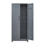 Gray And White Color Metal Lockers, Cleaning Tool Cabinets With Locking Doors, High Broom Tool Storage Cabinets, Adjustable S