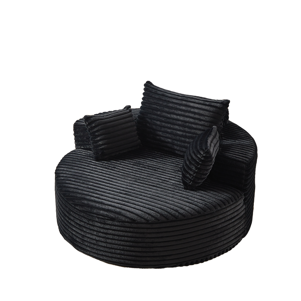 55'L Corduroy Sponge single sofa,No Assembly Required,Fluffy Modern Sleeper Chair for Living room, Bedroom, Lounge and Projection Room(Not a swivel chair.) - Grand Goldman Shop