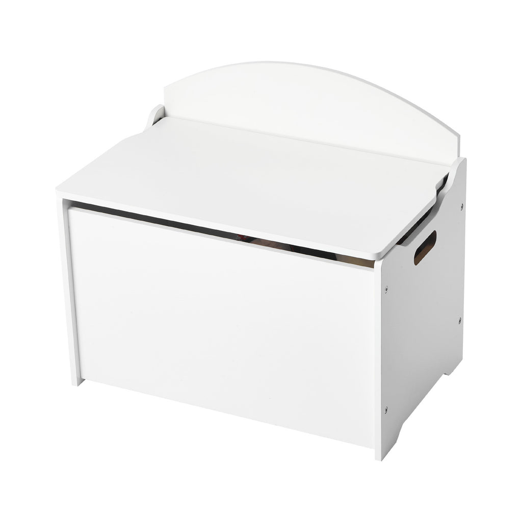 Kids Storage Bench, Wooden Toy Box Chest with Backrest, Large Storage Cabinet with Safety Hinge, Toddlers Storage Bench for P