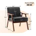 Mid-Century Modern Wingback Accent Chair with Solid Wood Frame and Extra-Thick Backrest – Lounge Chair for Living Room, Bedroom, or Reading Room - Grand Goldman Shop