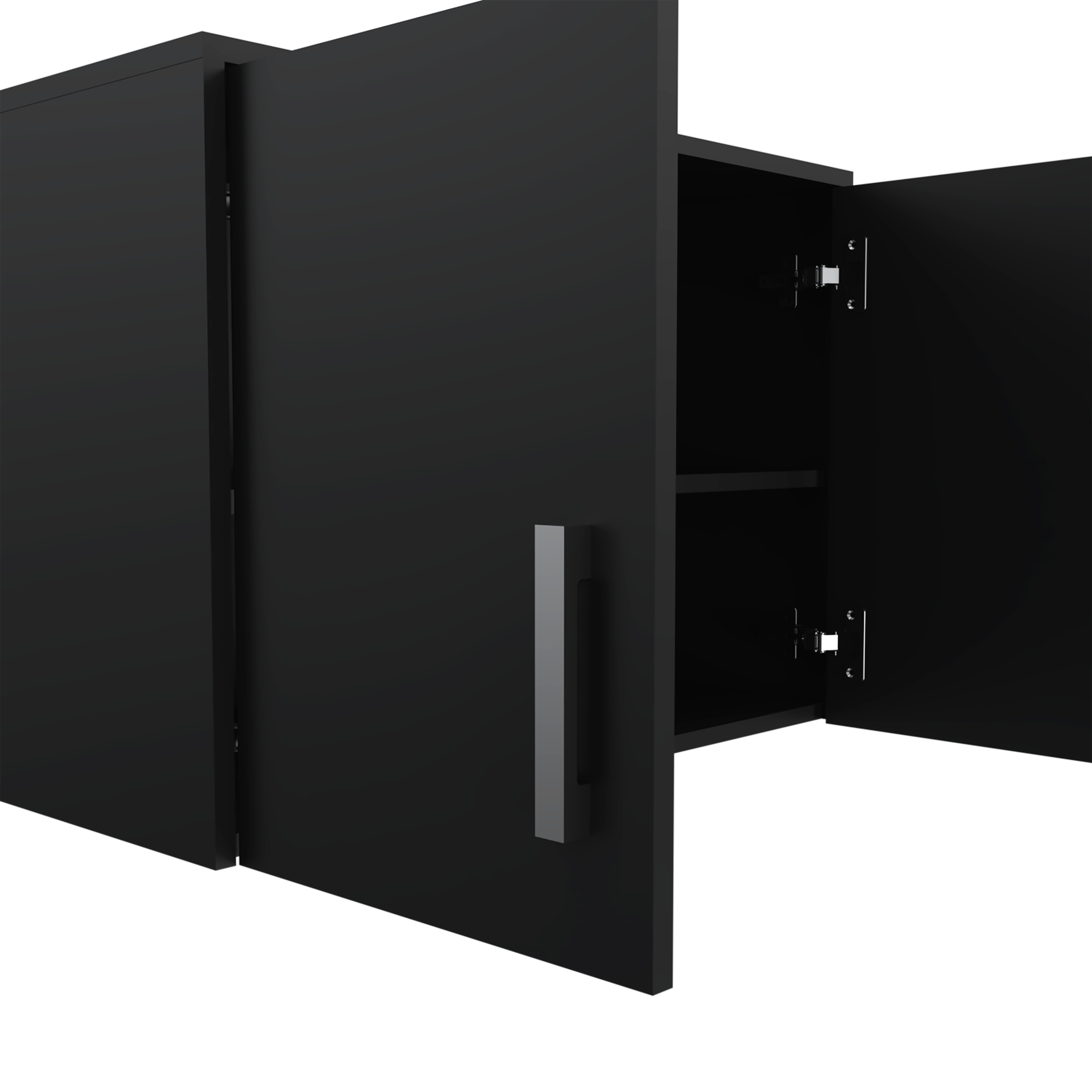 Wall Storage Cabinet Lions, 3 Shelves, Double Door, Black Wengue Finish - Grand Goldman