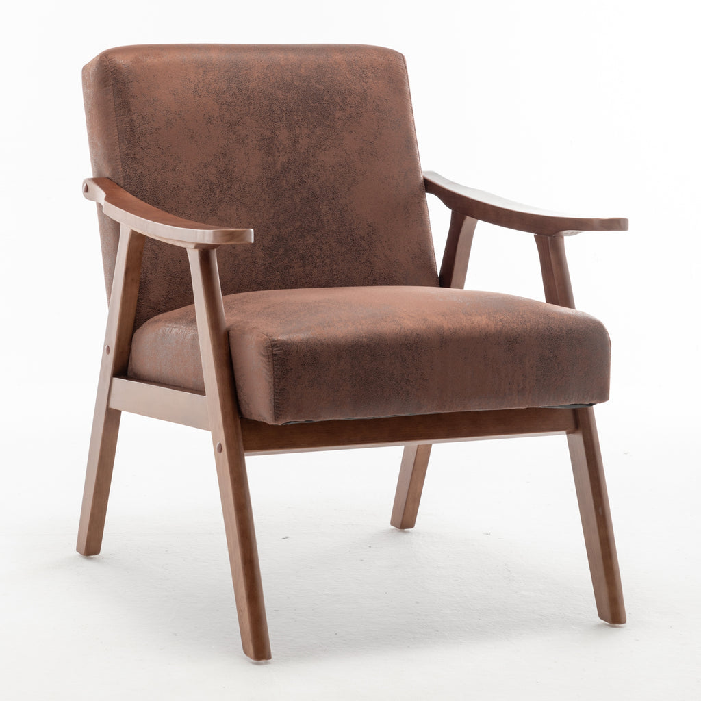 Mid-Century Modern Wingback Accent Chair with Solid Wood Frame and Extra-Thick Backrest – Lounge Chair for Living Room, Bedroom, or Reading Room - Grand Goldman Shop