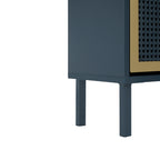 3-Door Metal Shoe Rack, Freestanding Modern Shoe Storage Cabinet with Metal Rattan - Blue-Gray Particle Board - For Entryway - Grand Goldman Shop