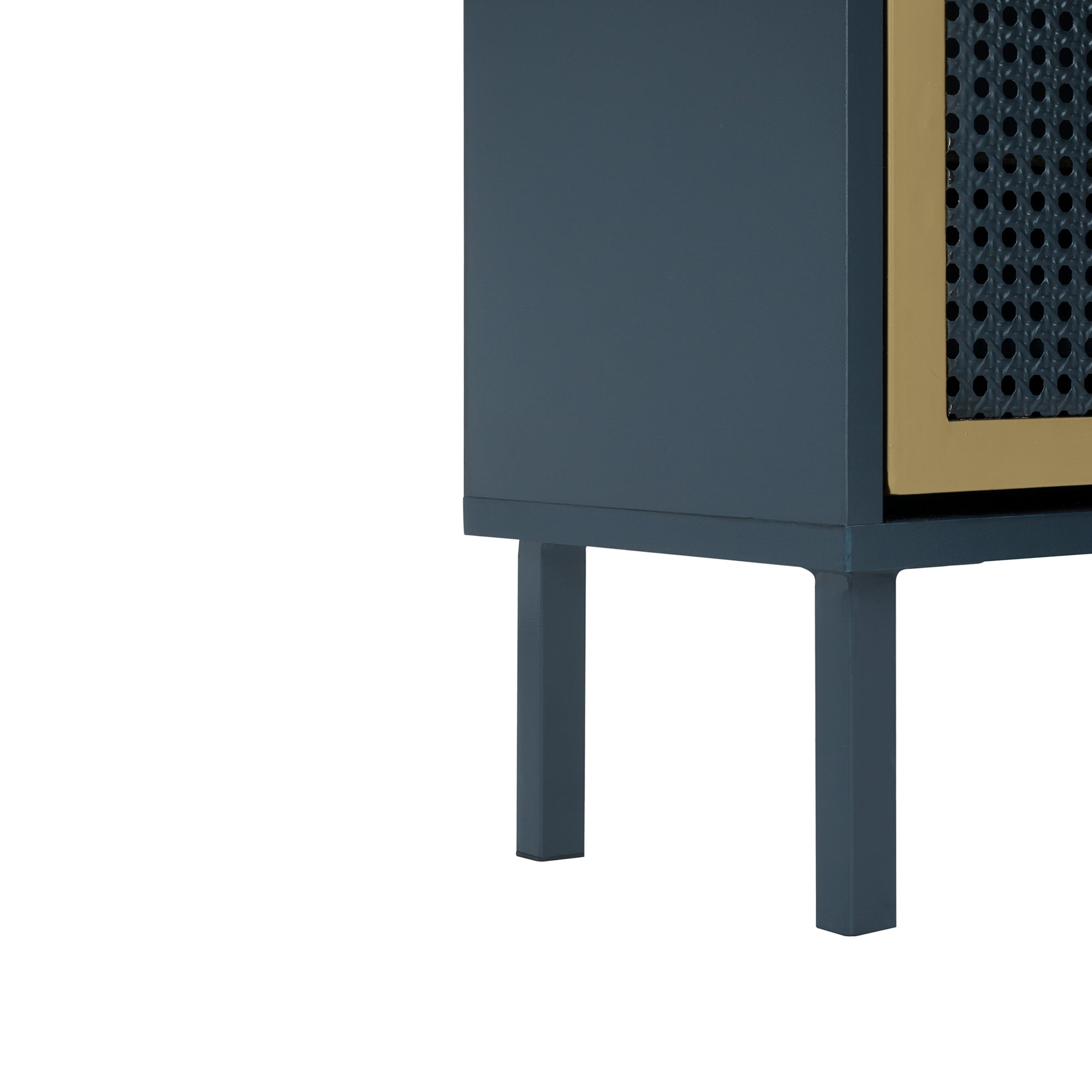 3-Door Metal Shoe Rack, Freestanding Modern Shoe Storage Cabinet with Metal Rattan - Blue-Gray Particle Board - For Entryway - Grand Goldman Shop