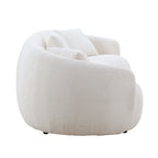 Mid Century Modern Curved Living Room Sofa, 4-Seat Boucle Fabric Couch for Bedroom, Office, Apartment, off white(beige and white) - Grand Goldman Shop