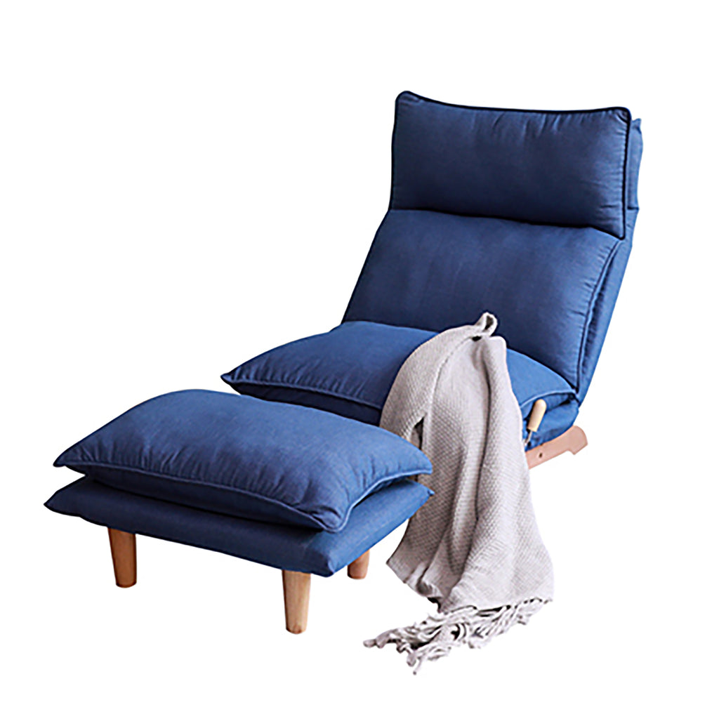 Modern Dark Blue Metal Frame Foldable Reclining Floor Chair – Lazy Leisure Sofa for Balcony or Bedroom - Grand Goldman Shop