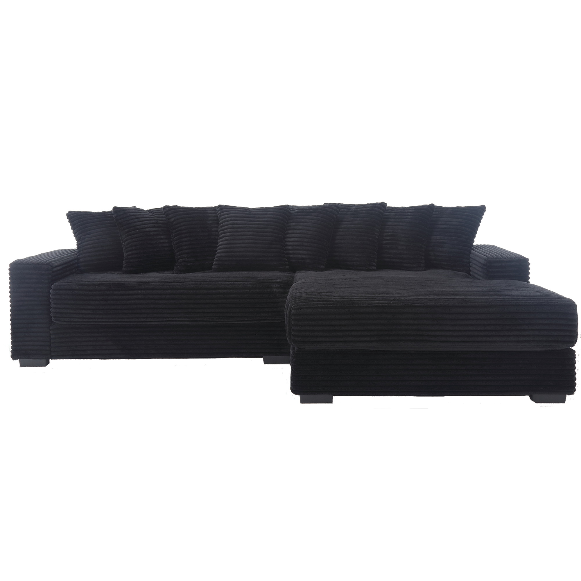 [NEW ARRIVED] [VIDEO PROVIDED] Oversized Two-Piece  Couches,  L Shaped Sofa, Corduroy, Right Chaise Daybed,with Armrests,Eight Throw Pillows,Corner Sofa,Easy To Assemble,  Black - Grand Goldman Shop