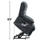 23' Seat Width and High Back Large Size Blue Grey Chenille Power Lift Recliner Chair with 8-Point Vibration Massage and Lumbar Heating - Grand Goldman Shop
