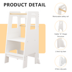 Kids Standing Tower, Child Kitchen Step Stool Toddler Wood Stepping Stool - Children's Montessori Stool - Adjustable Height, 