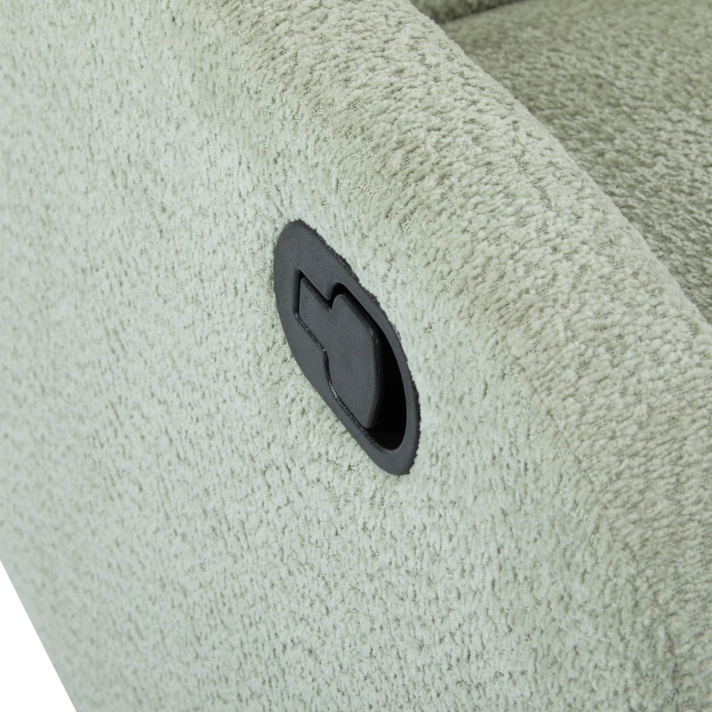 Modern 360 Swivel and Glider Recliner Chair in Light Green Boucle with Solid Wood Base - Grand Goldman Shop
