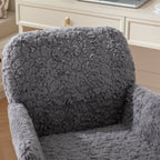 A&A Furniture Gray Adjustable Desk Chair with Artificial Rabbit Hair and Golden Metal Base | Premium Home Decor - Grand Goldm