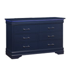 Charlston Sleigh Style Queen Bedroom Set with LED Headboard in Blue Solid Wood and MDF - Grand Goldman Shop