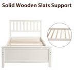Twin Size Wood Platform Bed with Headboard, Footboard, Wood Slat Support, White Finish - Grand Goldman Shop