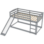 Gray Twin over Twin Bunk Bed with Convertible Slide and Ladder, Pine Wood and MDF, 79.3''L x 84.4''W x 46.5''H - Grand Goldman Shop