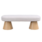 Dining Bench for Dining Room, Upholstered Bedroom End of Bed Entryway Bench Fabric Ottoman for Living Room, Beige Stool Top Wood Leg 300 LBS Weight Capacity - Grand Goldman Shop
