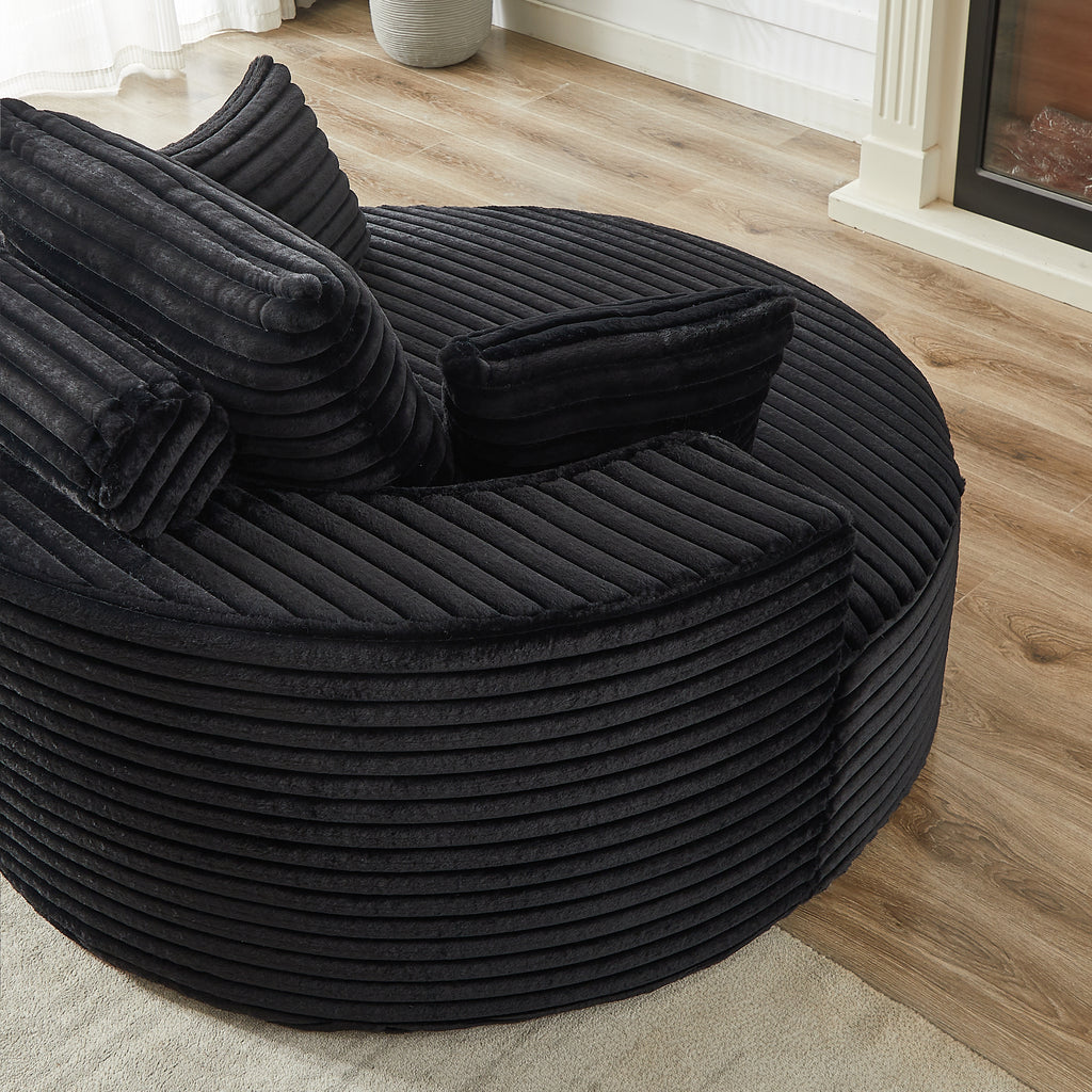55'L Corduroy Sponge single sofa,No Assembly Required,Fluffy Modern Sleeper Chair for Living room, Bedroom, Lounge and Projection Room(Not a swivel chair.) - Grand Goldman Shop