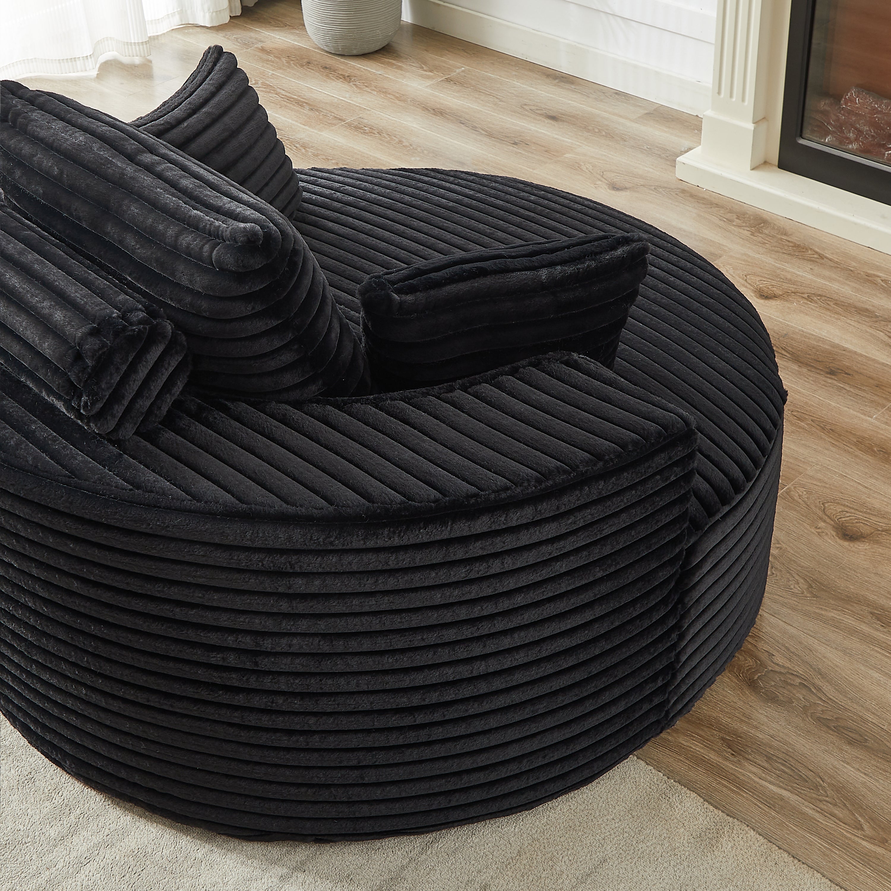 55'L Corduroy Sponge single sofa,No Assembly Required,Fluffy Modern Sleeper Chair for Living room, Bedroom, Lounge and Projection Room(Not a swivel chair.) - Grand Goldman Shop
