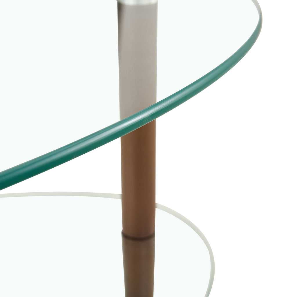 Modern Transparent Oval Glass Coffee Table with Oak Wood Legs, 3-Layer Design for Living Room - Grand Goldman Shop