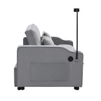Modern Velvet Loveseat Futon Sofa Couch with Pullout Bed, Adjustable Backrest, Toss Pillows, Light Gray - Grand Goldman Shop