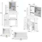 29.2' Small Size Bedside Cabinet Vanity Table + Cushioned Stool, 2 AC+2 USB Power Station, Hair dryer bracket, Extra Large Touch Control Sliding LED Mirror, 3-color Switching, EPA, GCC, UL Certificate - Grand Goldman Shop