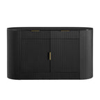 U_STYLE 55.1' Modern Storage Cabinet – 2 Doors & 2 Drawers, Stripe MDF Sideboard with Aluminum Handles, Curved Side Door & 3-Tier Shelves, Buffet Cabinet for Living Room, Bedroom, Dining Room - Grand Goldman Shop