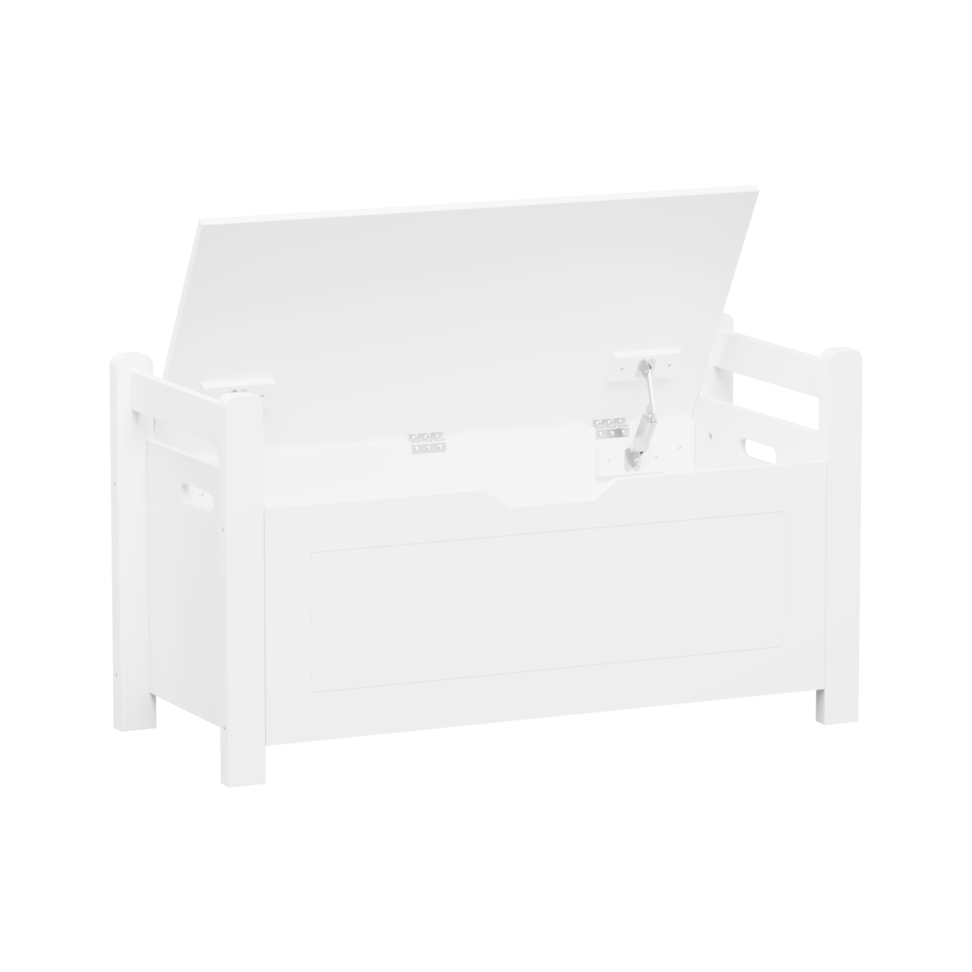 Kids Toy Box Chest White Storage Cabinet with Cushion Seat Bench Flip-Top Lid Safety Hinge for Nursery Playroom - Grand Goldm