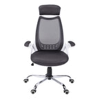 Contemporary Office Chair with Adjustable Height, Swivel, Ergonomic Design, Grey Mesh Fabric, Chrome Metal Base, Modern Work 