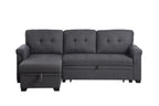 Lucca 84' Dark Gray Linen Reversible Sleeper Sectional Sofa with Storage Chaise - Grand Goldman Shop