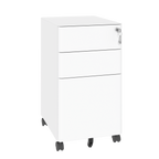 3-Drawer Mobile File Cabinet with Lock, All-Steel Metal Storage on Wheels, Two Shallow & One Deep Drawer for Office/Home, Ful