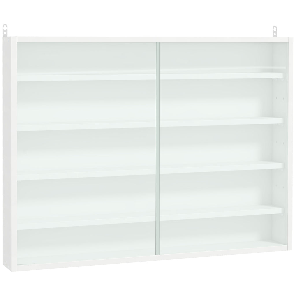 5-Tier Display Cabinet, Glass Display Case with 2 Doors and Adjustable Shelves, Wall-Mounted, White - Grand Goldman Shop
