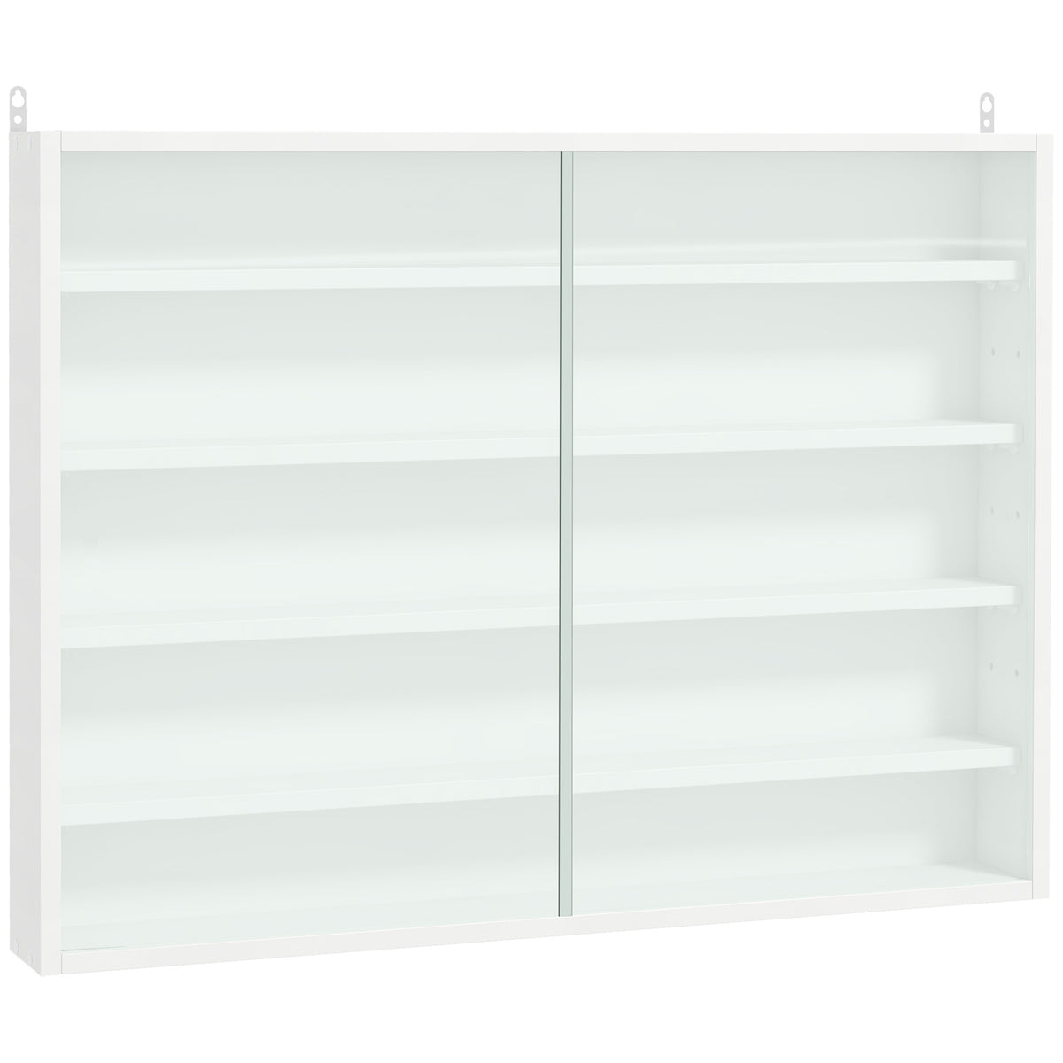 5-Tier Display Cabinet, Glass Display Case with 2 Doors and Adjustable Shelves, Wall-Mounted, White - Grand Goldman Shop