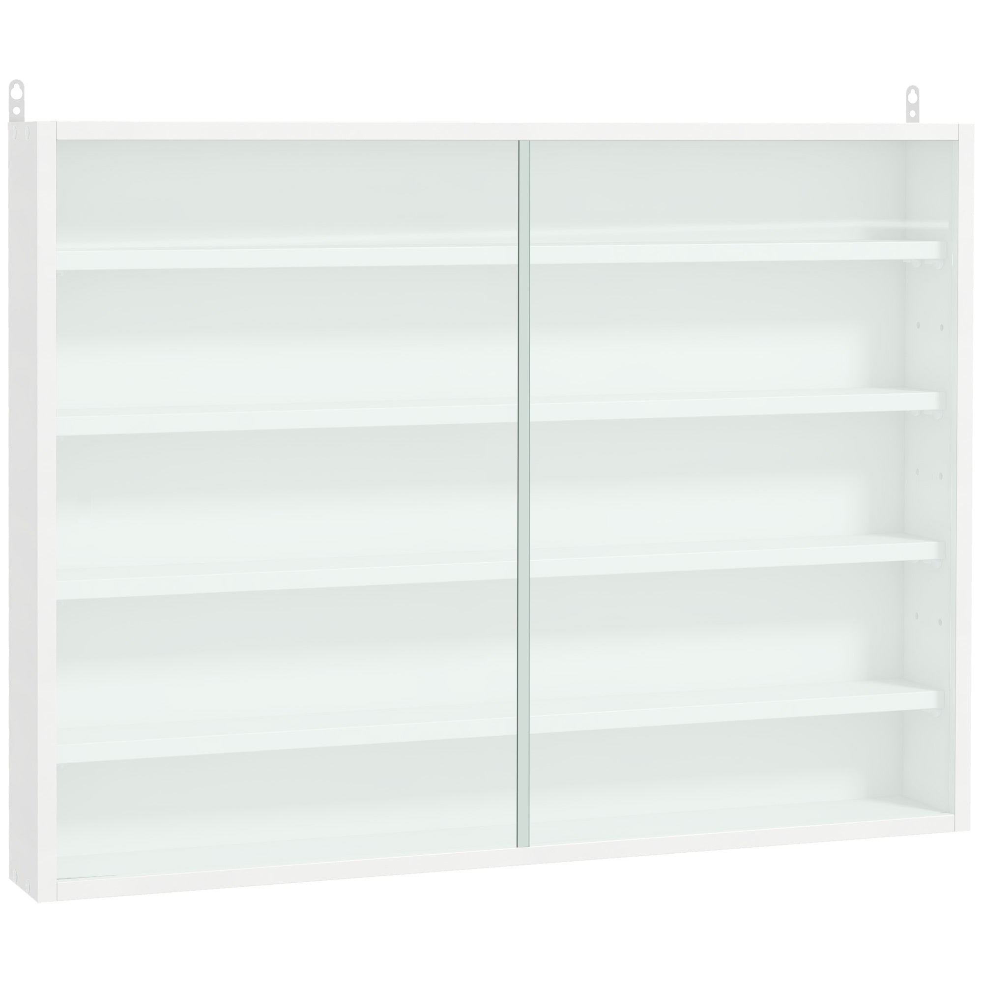 5-Tier Display Cabinet, Glass Display Case with 2 Doors and Adjustable Shelves, Wall-Mounted, White - Grand Goldman Shop