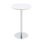 Rock slab circular tabletop non adjustable (39 inches high) bar table, bar table with silver legs and base (white) - Grand Goldman Shop