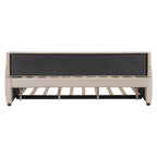 Full Size Upholstered daybed with Trundle and Wood Slat Support, Beige(Old SKU:LP000121AAA) - Grand Goldman Shop
