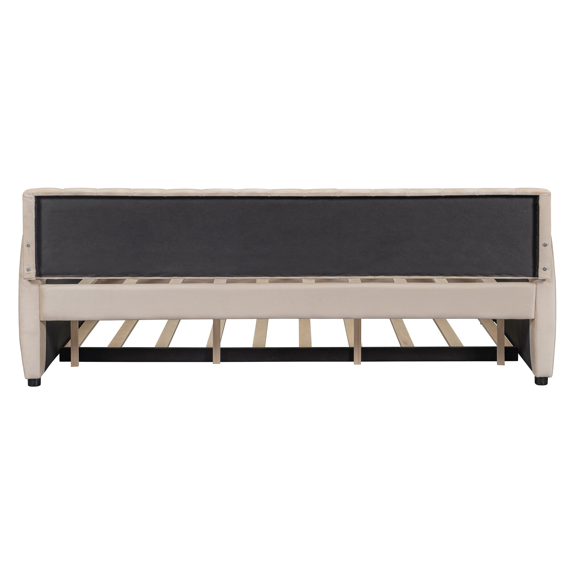 Full Size Upholstered daybed with Trundle and Wood Slat Support, Beige(Old SKU:LP000121AAA) - Grand Goldman Shop