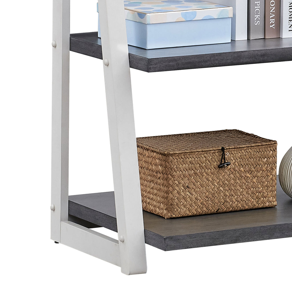5-Tier Shelves,Bookshelf, Storage Rack, Bookcase with Rubber Wood Frame, Ladder Shelf for Living Room, Home Office, Kitchen, 