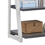 5-Tier Shelves,Bookshelf, Storage Rack, Bookcase with Rubber Wood Frame, Ladder Shelf for Living Room, Home Office, Kitchen, 