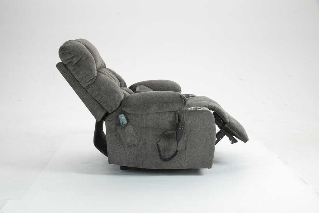 Lift Chair for Big and Tall Person with Inconvenient Legs: High Density Foam Lift Sofa with Heat and Massage, 2 Pockets, 2 Cup Holder, 2 Remote, OKIN Motor - Grand Goldman Shop